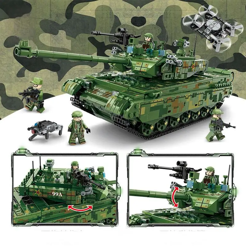 OUZEY ミリタリーシリーズ 組み立てブロック 戦車モデル 男の子向け、創造的なDIY組み立ておもちゃ 子供へのギフト