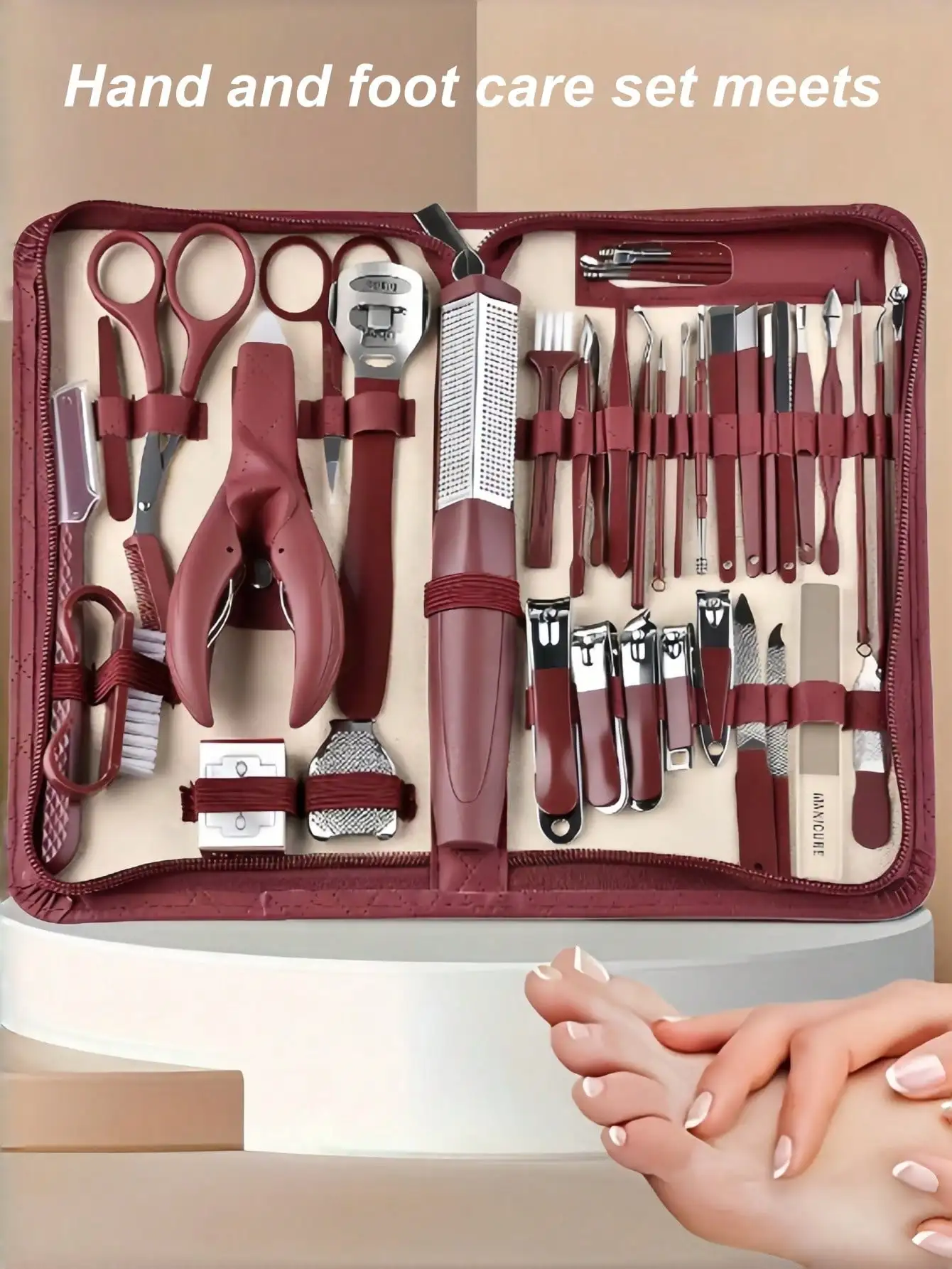 

42pcs Stainless Steel Manicure Set With Zipper Case, Nail Clippers, Nail File, Eyebrow Trimmer, Beauty Care Tools For Men