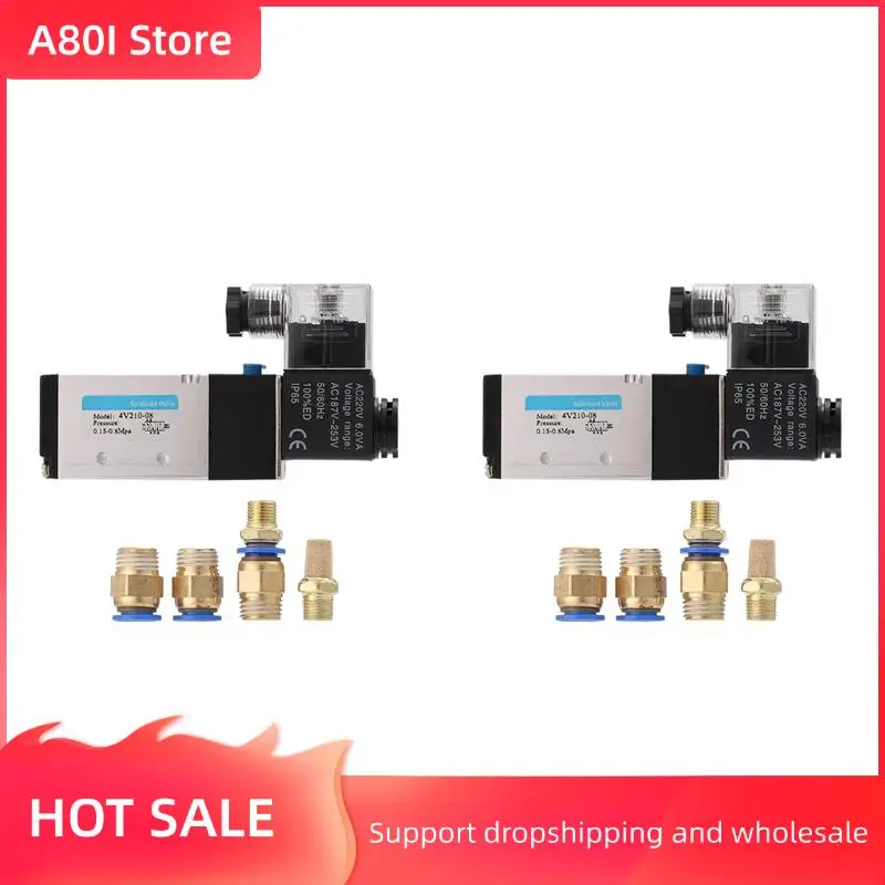 

A80I 2X Пневматический электрический электромагнитный клапан 5-ходовой 2-позиционный регулирующий магнитный клапан для воздуха и газа 220 В Катушка Вольт 8 мм Соединение шланга