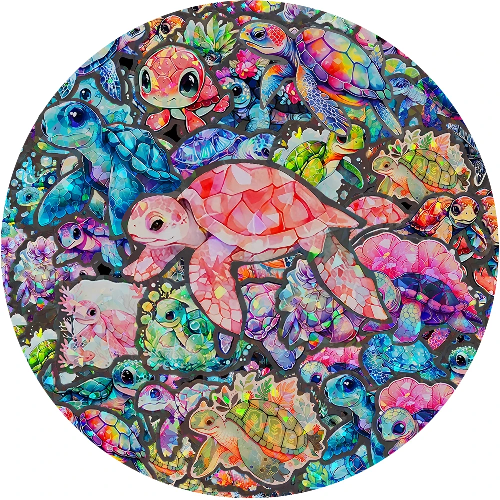 10/30/50 個透明レーザーウミガメ漫画ステッカーカラフルな動物美的デカール荷物ギターかわいい子供ステッカーおもちゃ