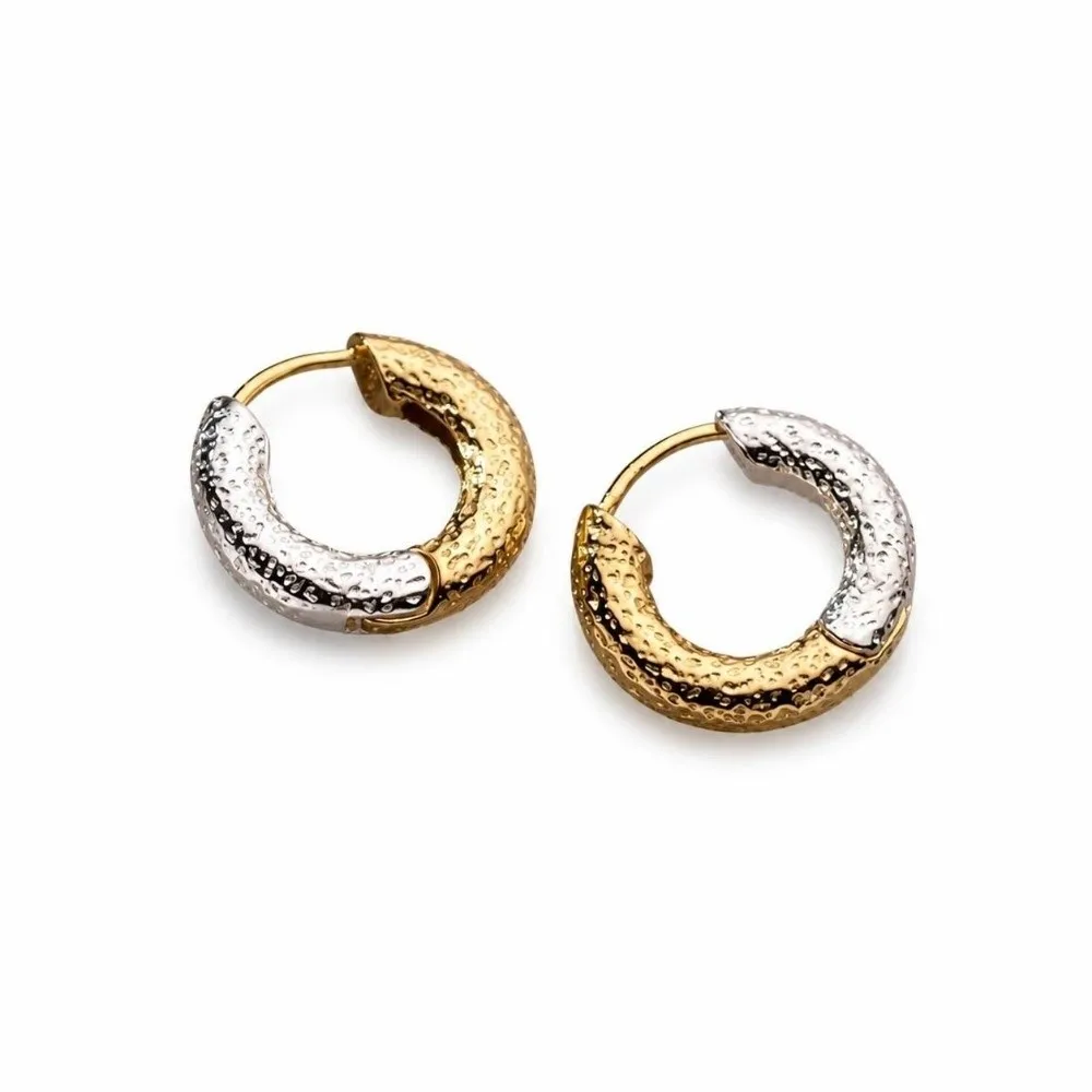 1Pair Two-color Hoop Earrings Concave-convex Texture Irregular Texture Bicolor Earrings Ear Buckle Round Earrings Girl Women