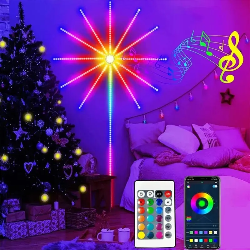 USB Waterdichte LED Fireworks Light RGB Smart Bluetooth Light Bar APP Control Muziek Sync Slaapkamer TV Wall Bar Kerstdecoratie