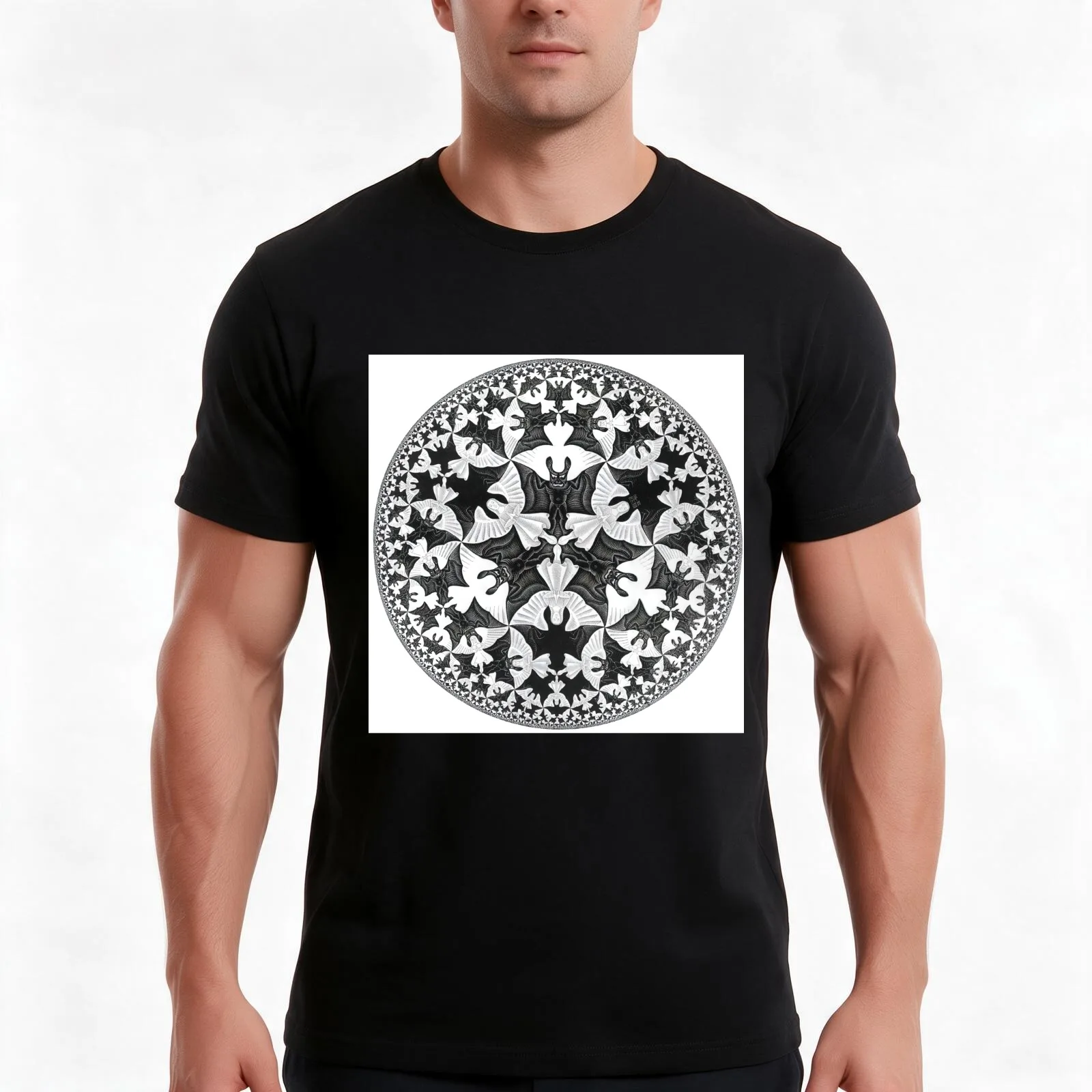 maurits cornelis escher, m c escher paintings, m c escher artwork T-Shirt, Summer Casual Cotton Tee, Oversized Streetwear Tops