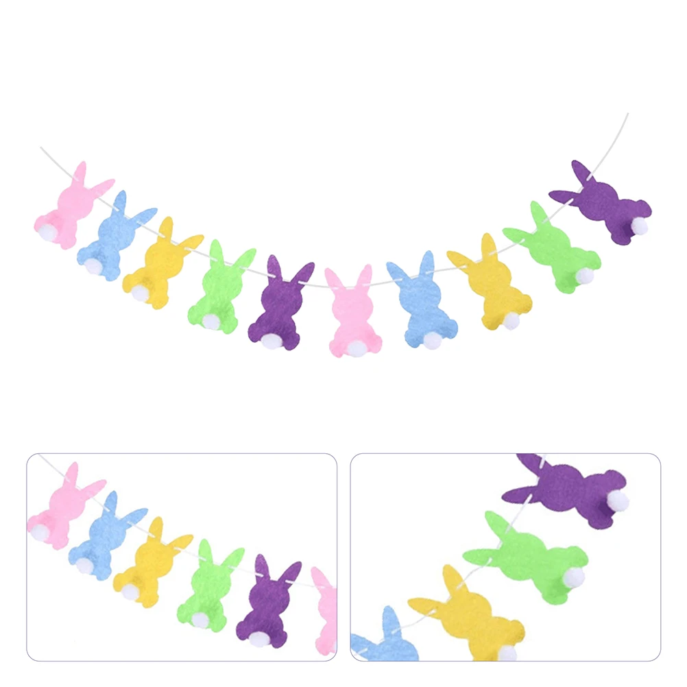 

Easter Banner Adorable Cartoon Bunny Bunting Party Decoration Flag Creative Pendant Festive Decor Easter Bunting