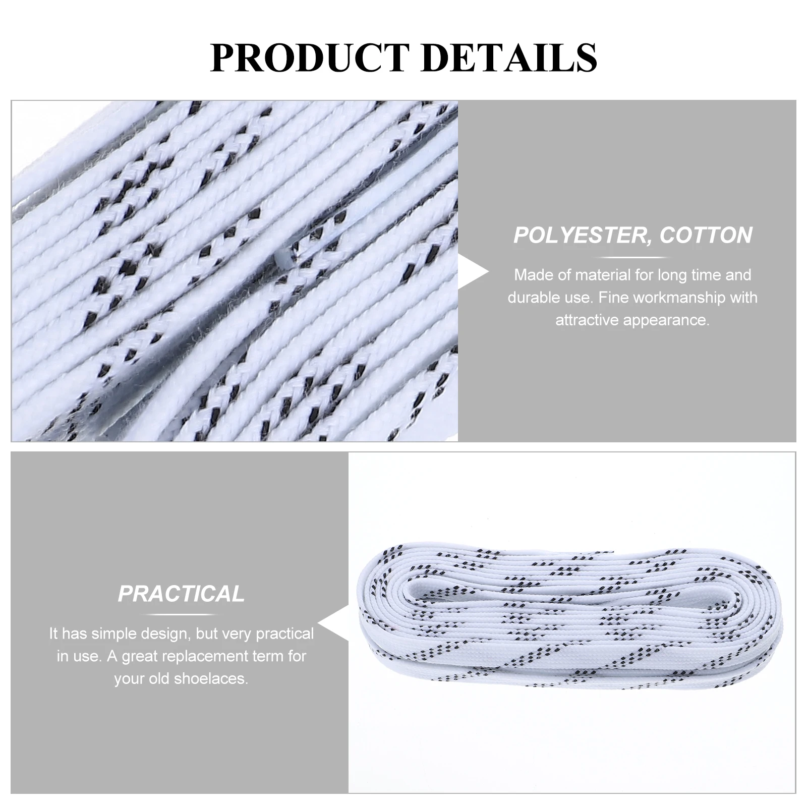 

1 Pair Anti-Freezing Waxed Shoe Laces 96 Inch White Hockey Skate Laces Durable Replacement For Sports Skiing Skates All-Match