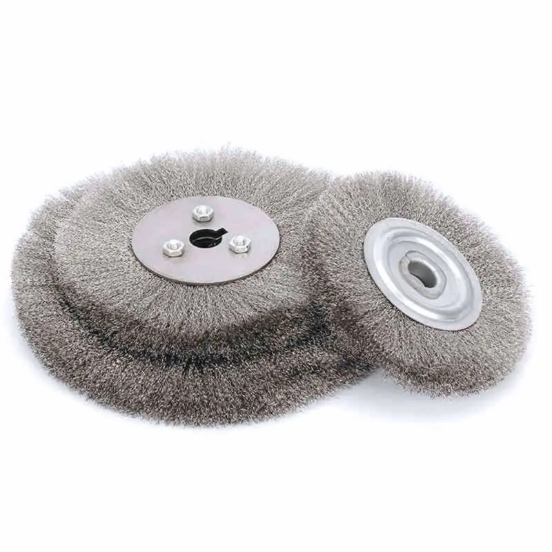 Stainless Steel Wire Wheel Brush with Crimped Construction for Rust Removal on Metal Surfaces and Grinding Tools