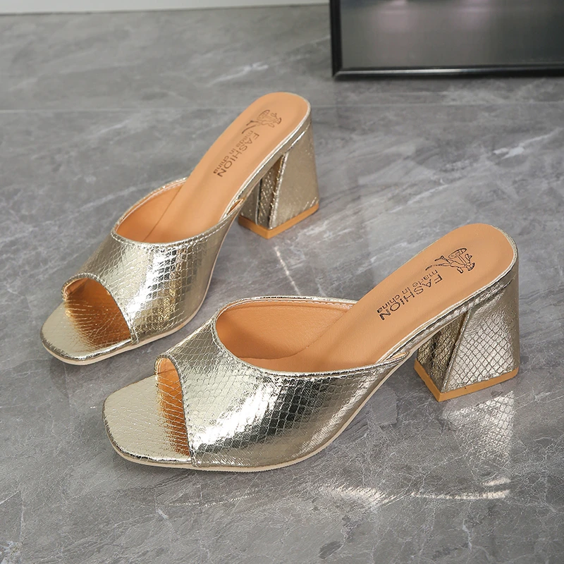 

Slippers for Women To Wear Summer New Fashion and Versatile Flip-flops Thin Heel Fish Mouth High Heels