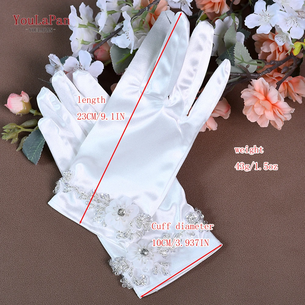 YoulaPan-Ladies' Short Finger Glove, Lace Applique Bordado, Bridal DIY Luvas, Acessórios para a Noiva, Festa de Casamento, M39