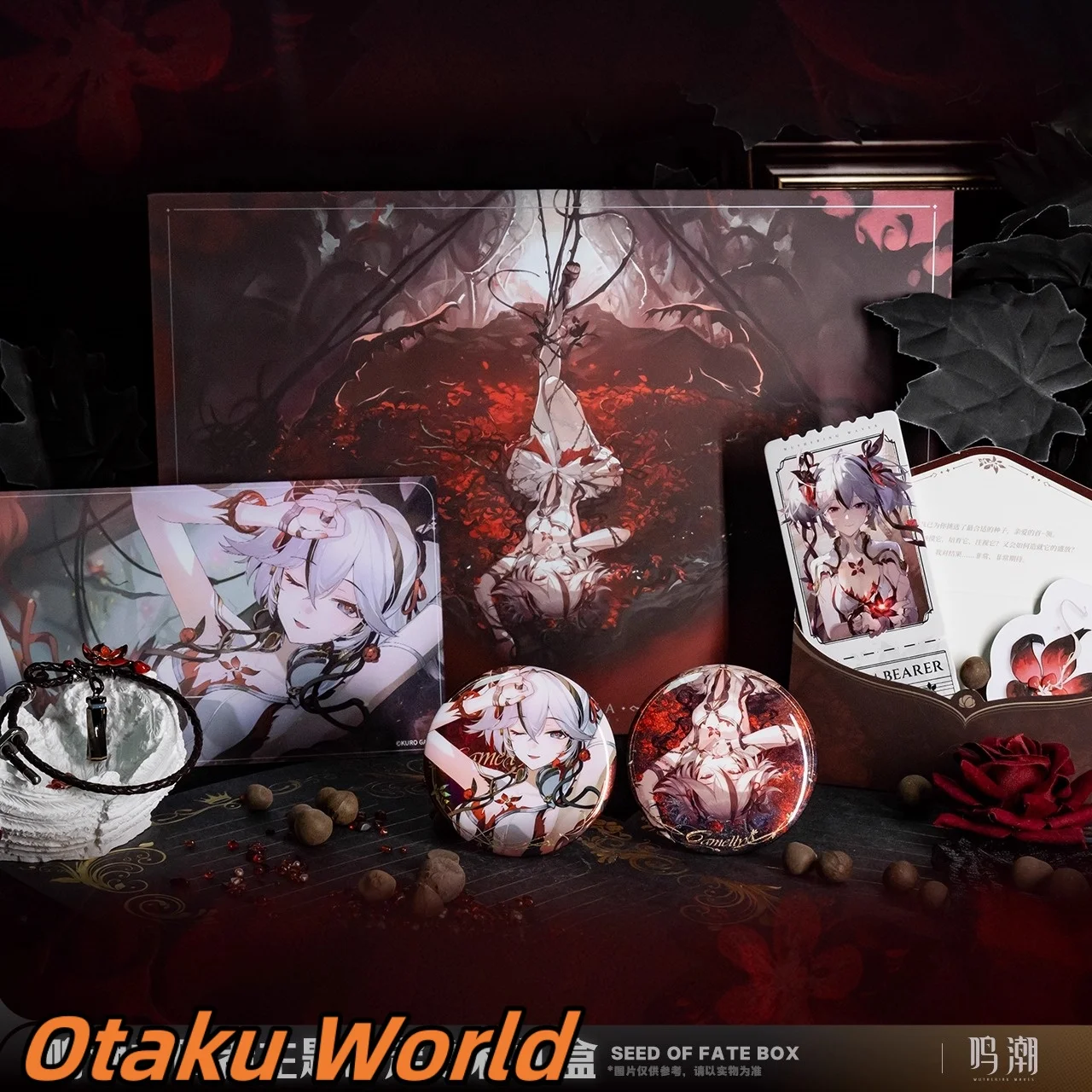 

In stock Camellya Badge Bracelet Card Original Merch Kurogame Wuthering Waves Camellya Role Play Costume Anime Halloween Gift