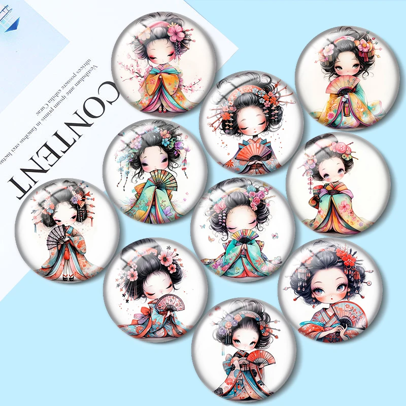 Fantasy  Whimsical Girl 12mm/16mm/18mm/20mm /30mm Round glass cabochon flat back Making findings for bracelets