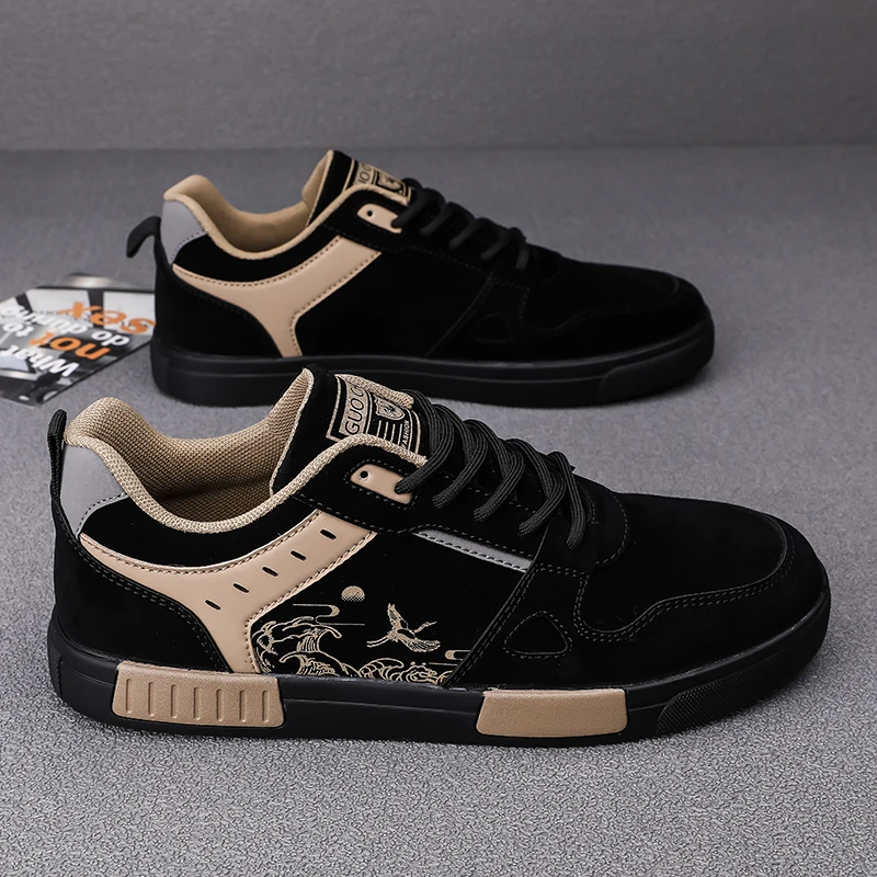 Autumn Winter Men's Leather Skateboard Shoes Spring Male Students Sports Running Walking Casual Sneakers Comfortable Flat Office