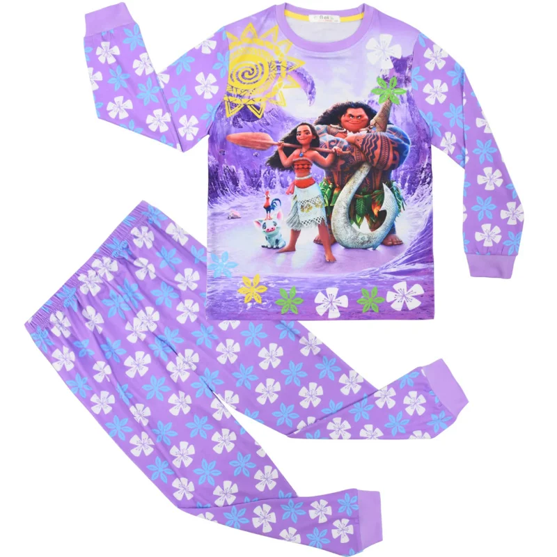 Fashion New Moana Girl Sleepwear Clothing Toddlr Kids Pyjamas Children Pajamas Tops Pants Homewear Outfit Set home service suit