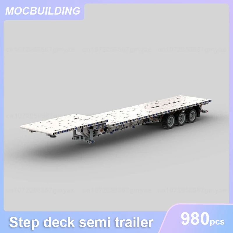 RC Flatbed Euro Truck & Step Deck Semi Trailer & Forklift 1:21 Scale Model MOC Building Blocks Assemble Bricks Transport Toys