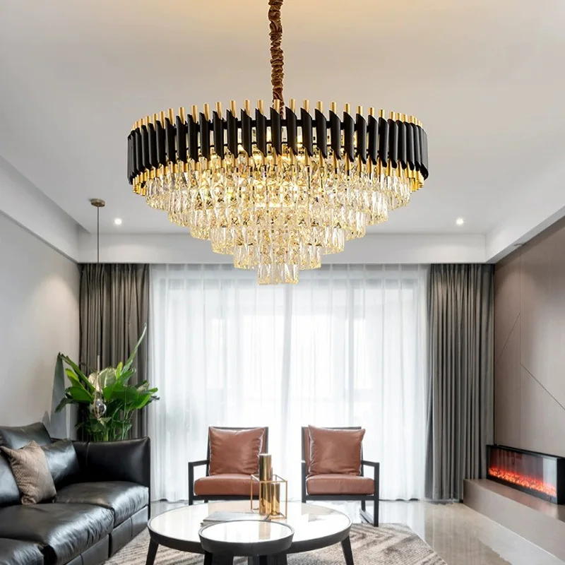 

Light Luxury Crystal Pendant Chandelier Lighting Fixture for Living Room Bedroom Dining Room Ceiling Hanging Decorative Lamp
