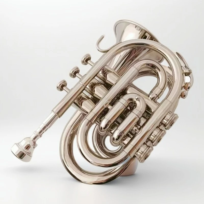 

Pocket trumpet instrument, professional palm trumpet in the key of B flat, professional performance, students are beginners