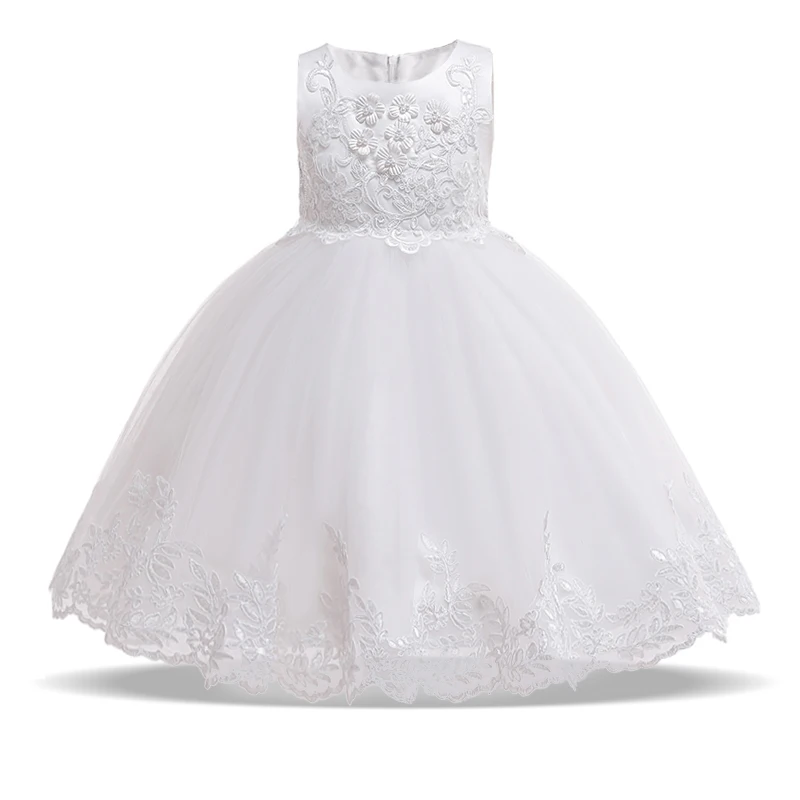 Summer Lace Bow Girls Princess Dress Fisrt Communion Children Pageant Party Dresses Evening Prom Dresses Vestidos Kids Clothes