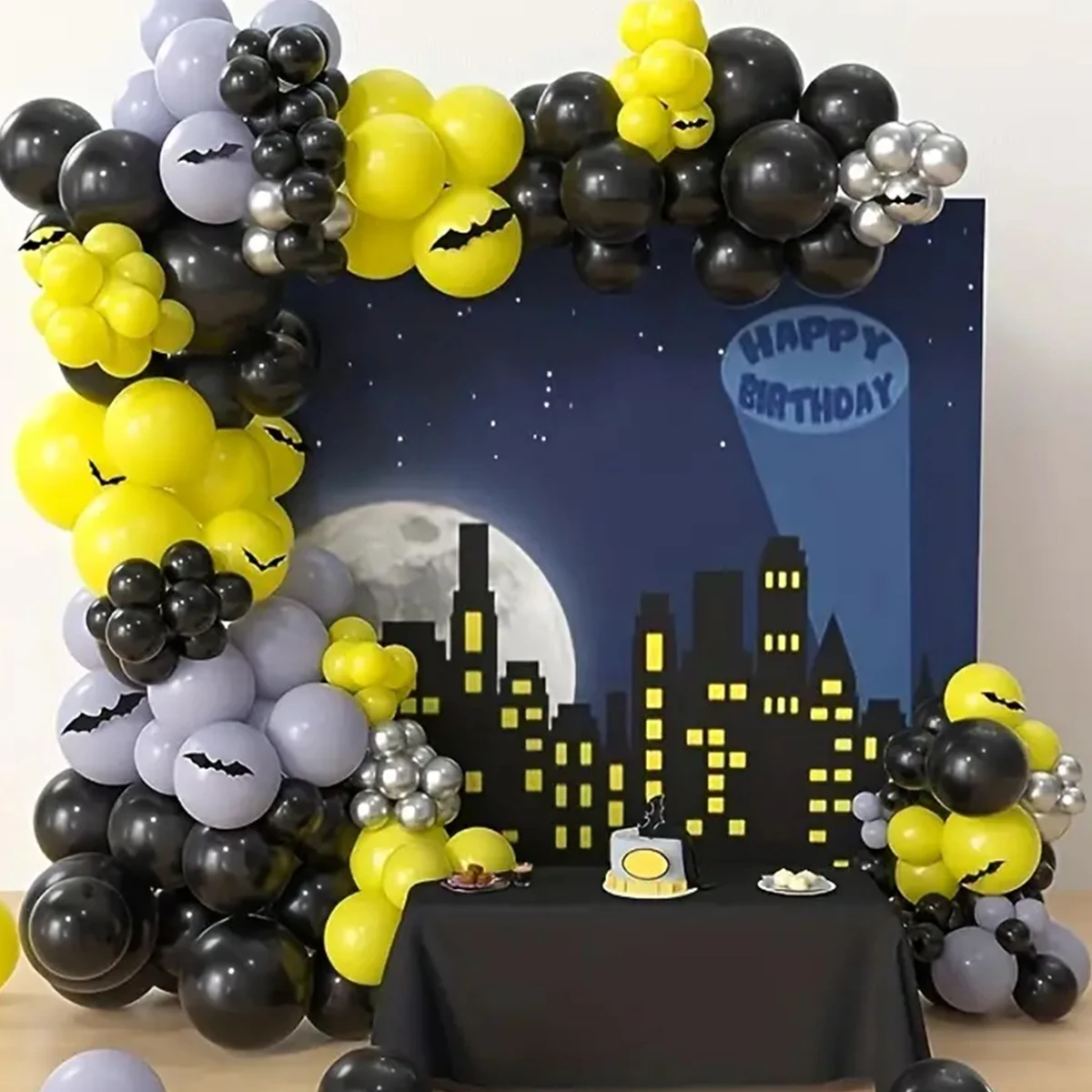Yellow Black Grey latex Balloon Arch Kit,decoration for Halloween, Day of the Dead, birthday party, anniversary decoration party