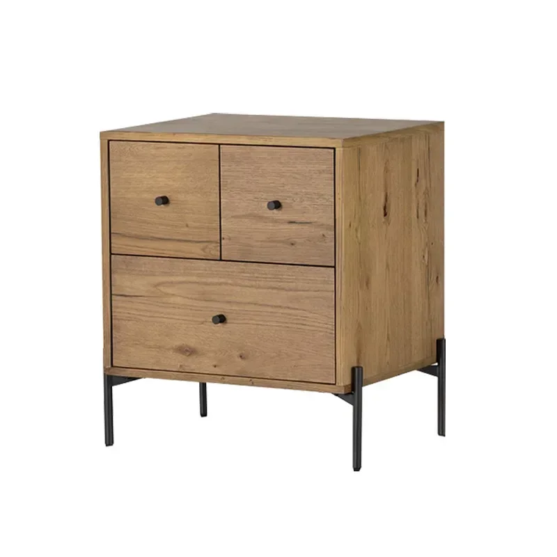 North American wabi-sandy wind solid wood bedside table simple bedroom small apartment storage cabinet
