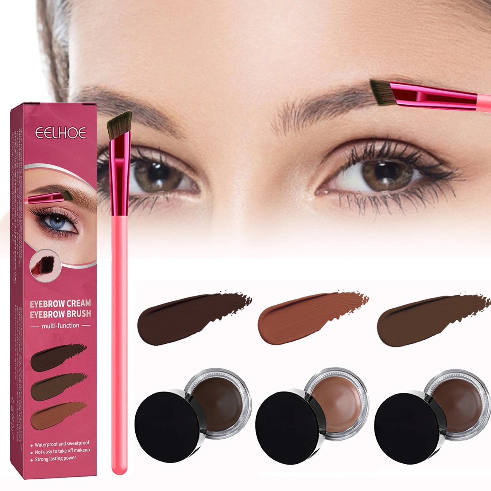 3d wilde Augenbrauen creme mit Augenbrauen pinsel taupe braun lang anhaltende Tönung Eyeliner Augenbrauen verstärker wasserdichtes Make-up-Tool