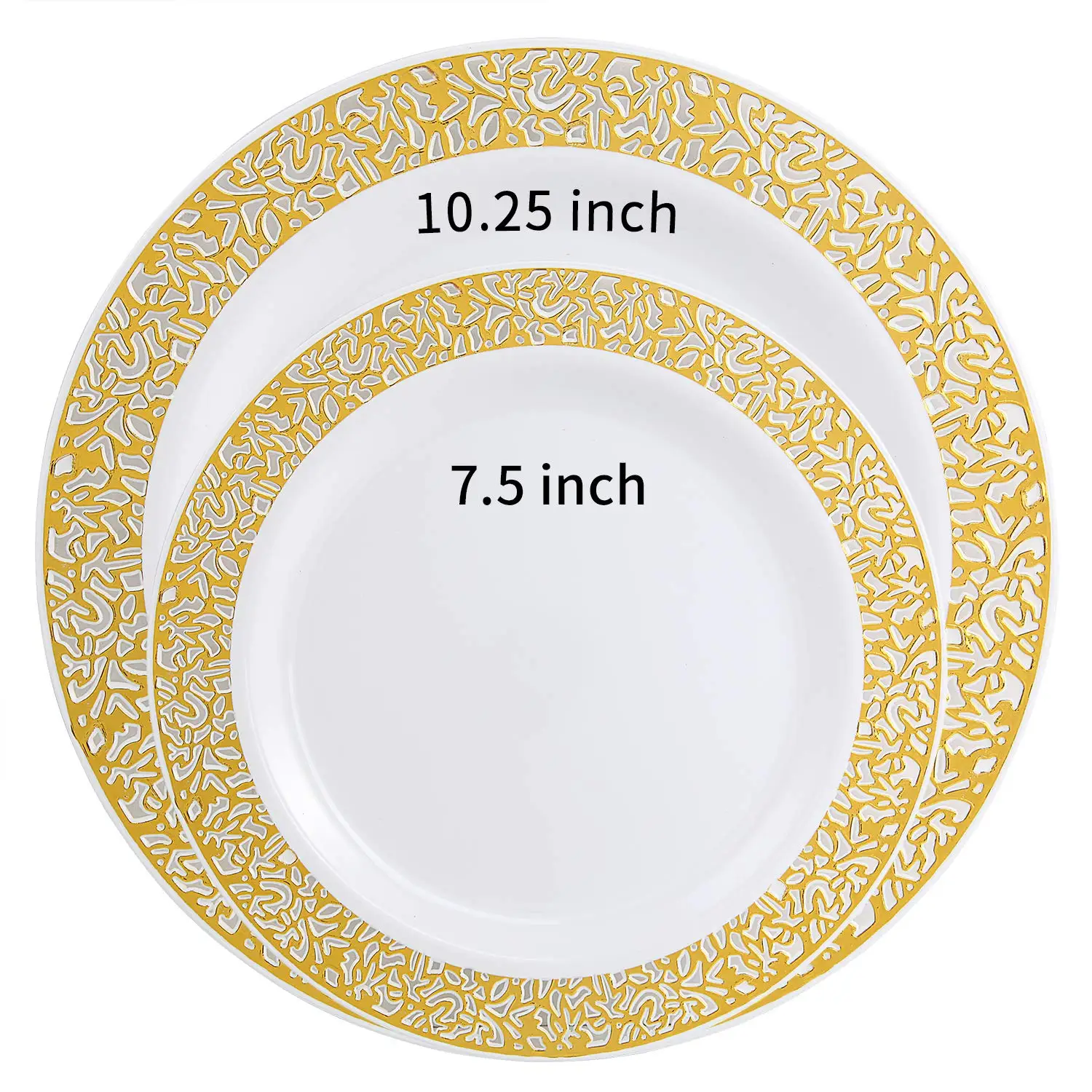 Gold Plastic Plates,Party Dinner Plates and Salad/Dessert Plates Combo set,Heavy Duty Plastic Plates for Parties Wedding Holiday