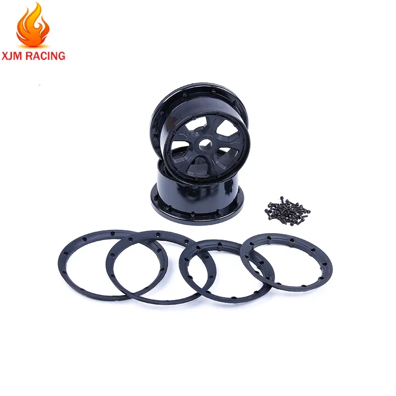 Conjunto de aro de cubo de roda de plástico e beadlocks para 1/5 losi 5ive-t rovan km x2 lt slt baja 4wb rc carro de corrida brinquedos peças