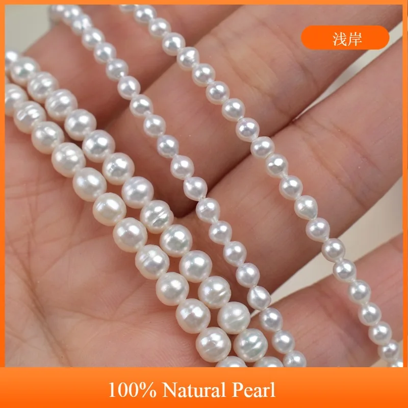 

3-4mm Near-Round Natural Freshwater Pearl Semi-Finished Beads for Jewelry Making Supplies DIY Necklace Bracelet Accessories 36cm