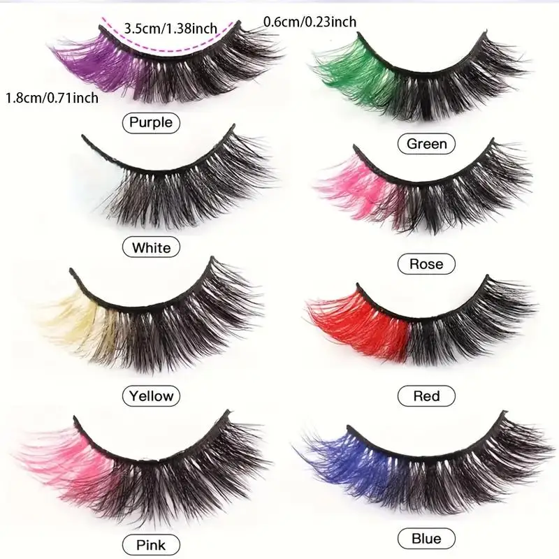 8 pairs of popular high-end color fake eyelashes with three-dimensional thickening and cross simulation of natural eyelashes