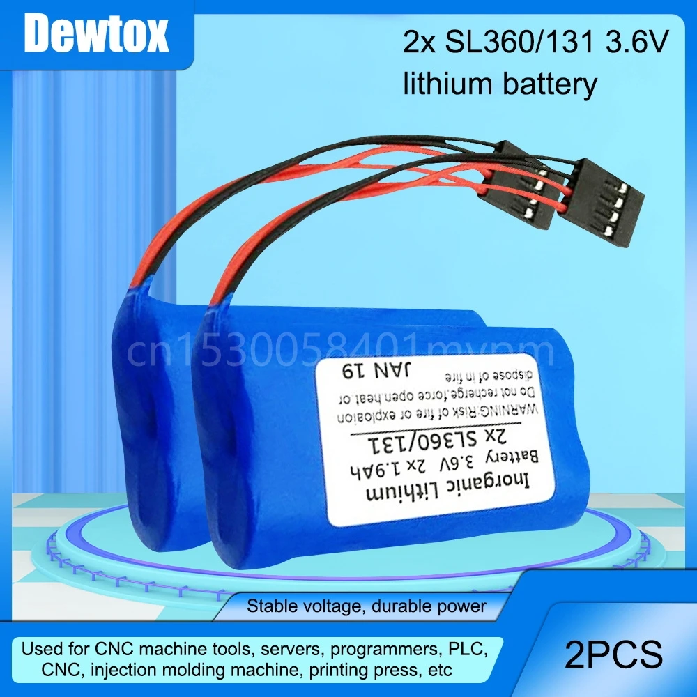 

2PCS 2x1.9Ah 2XSL360/131 3.6V lithium Batterise FOR Schneide Tsx17 SL360/13 NUM Numerical Control System Battery with plug