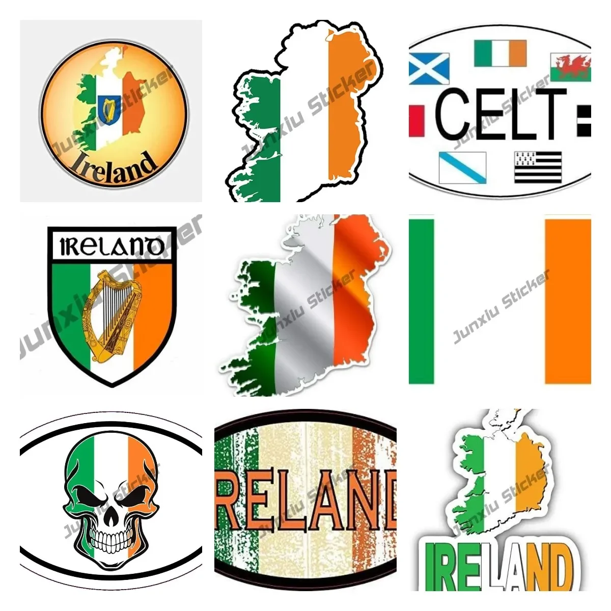 Ireland Flag Decal Sticker Premium Quality Vinyl Car Sticker Ireland Accessories Flag Bike Waterproof Sunscreen Reflective Decal