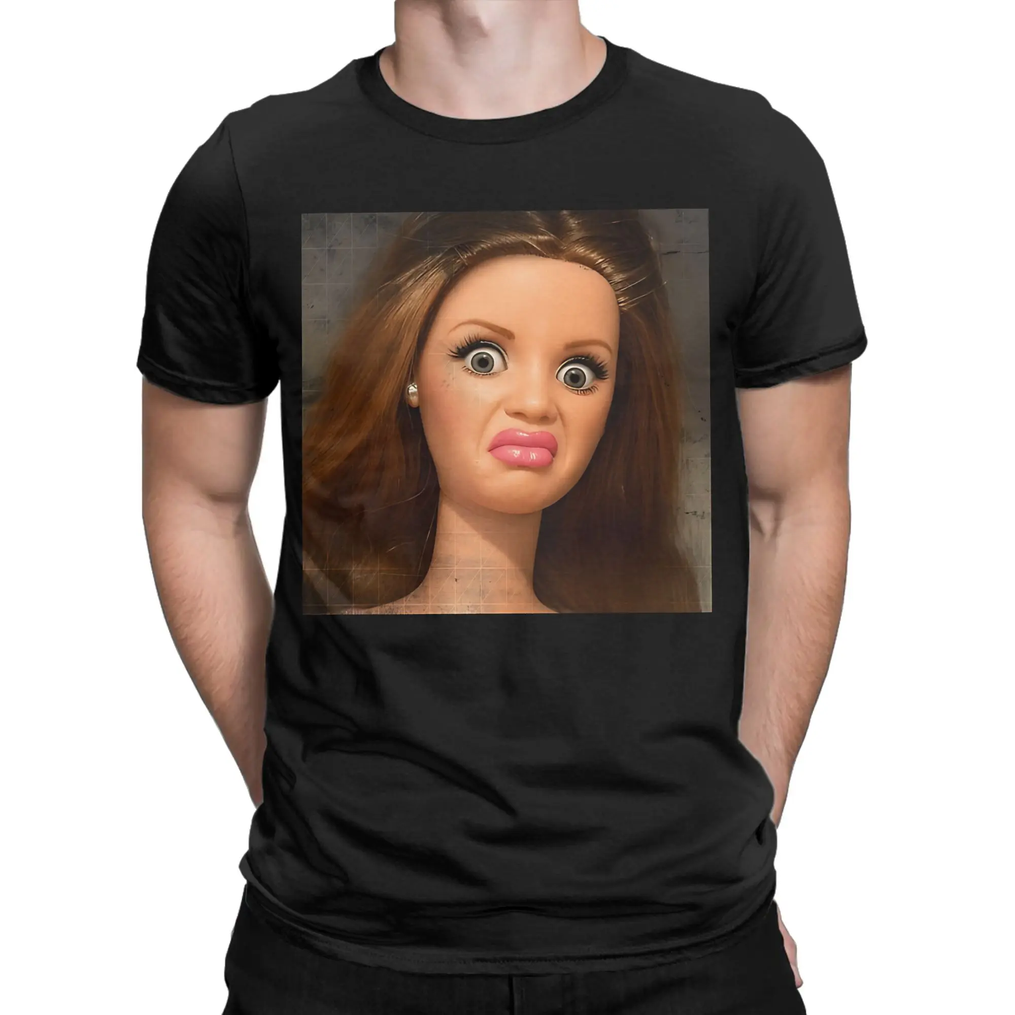 Men Women's Disgusted Doll Meme Face T Shirt  100% Cotton Clothing Crazy Short Sleeve Crew Neck Tees Gift T-Shirts