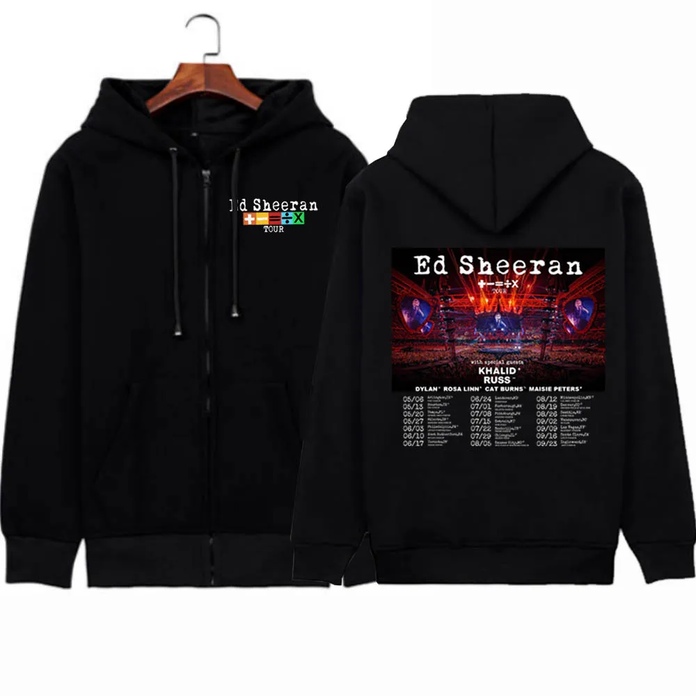 Ed Sheeran Mathematics Tour 2024  Zip Up Hoodie Sweatshirts Kpop Zipper Jacket Long Sleeve Coat Gift