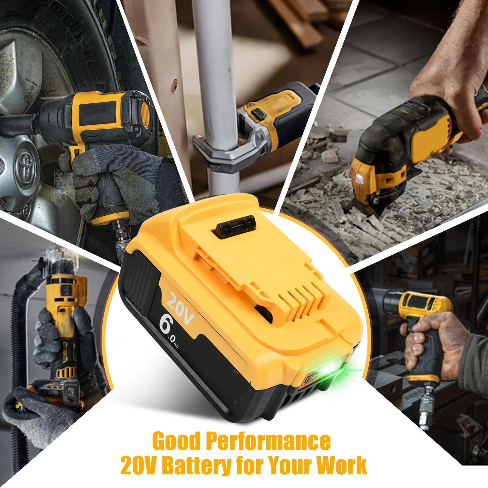 For Dewalt DCB200 Battery 20V 6000mAh Rechargeable Battery DCB207 DCB204 DCB203 Power Tool Battery For Dewalt