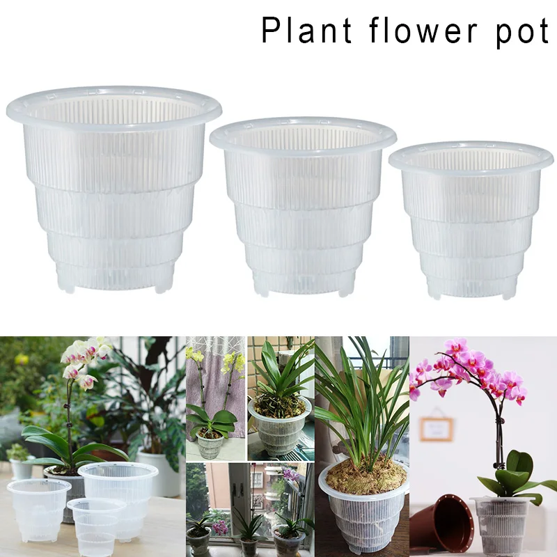 Clear Orchid Pot Air Plant Pot Breathable Resin Plastic Pots for Home & Commercial Use