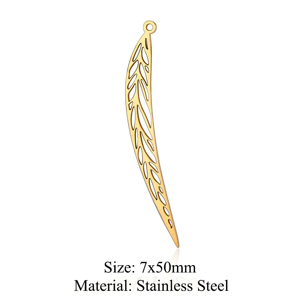 10pcs/lot Stainless Steel Leaf DIY Jewelry Charms Wholesale Life Tree Flower Necklace Making Pendant Never Fade Top Quality
