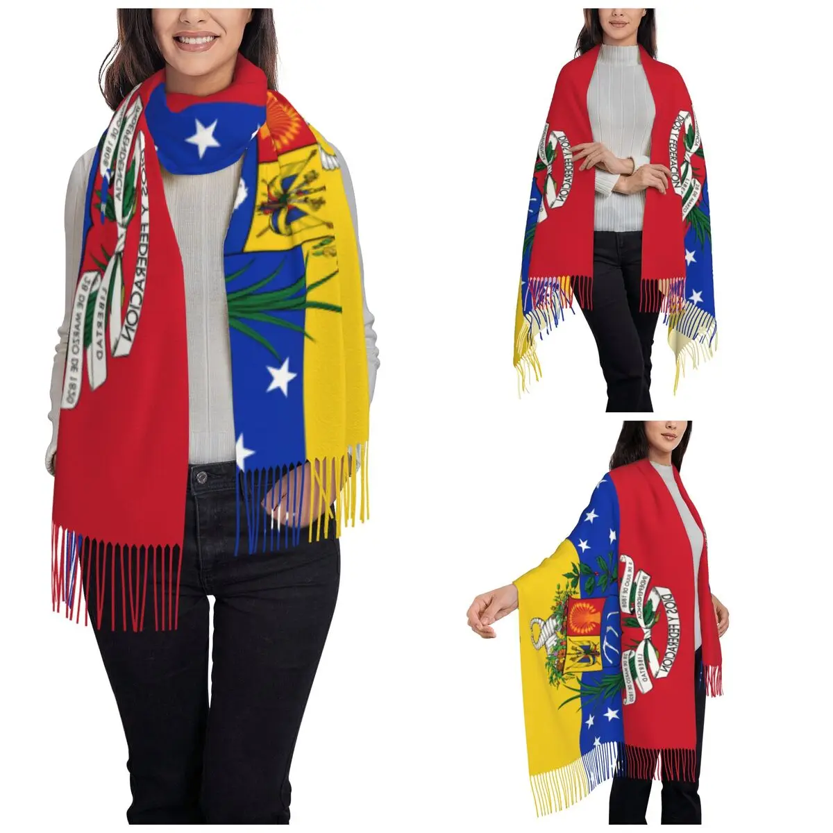 Flag Of Venezuela Scarf for Women Winter Fall Pashmina Shawl Wrap Venezuelan Large Shawl Scarf Ladies