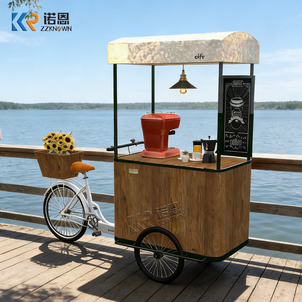

Premium Ice Cream Cart High Quality Dessert Kiosk Snack Coffee Portable Street Outdoor Mobile Dessert Push Cart For Sale