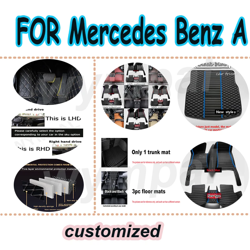 

LUXURY Car Floor Mats For Mercedes Benz A Class W177 2019~2021 Anti-dirt Pads