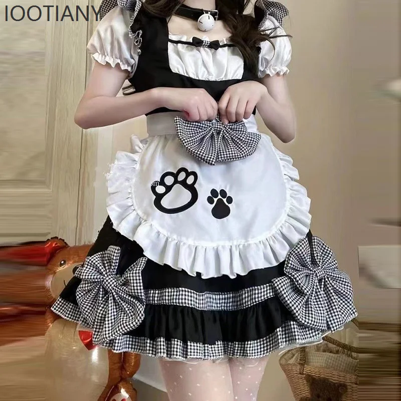 هالوين جديد الكبار الإناث ثنائي الأبعاد خادمة زي لطيف تنورة أنيمي لوليتا فستان أسود لطيف مرحلة الأداء زي 2026