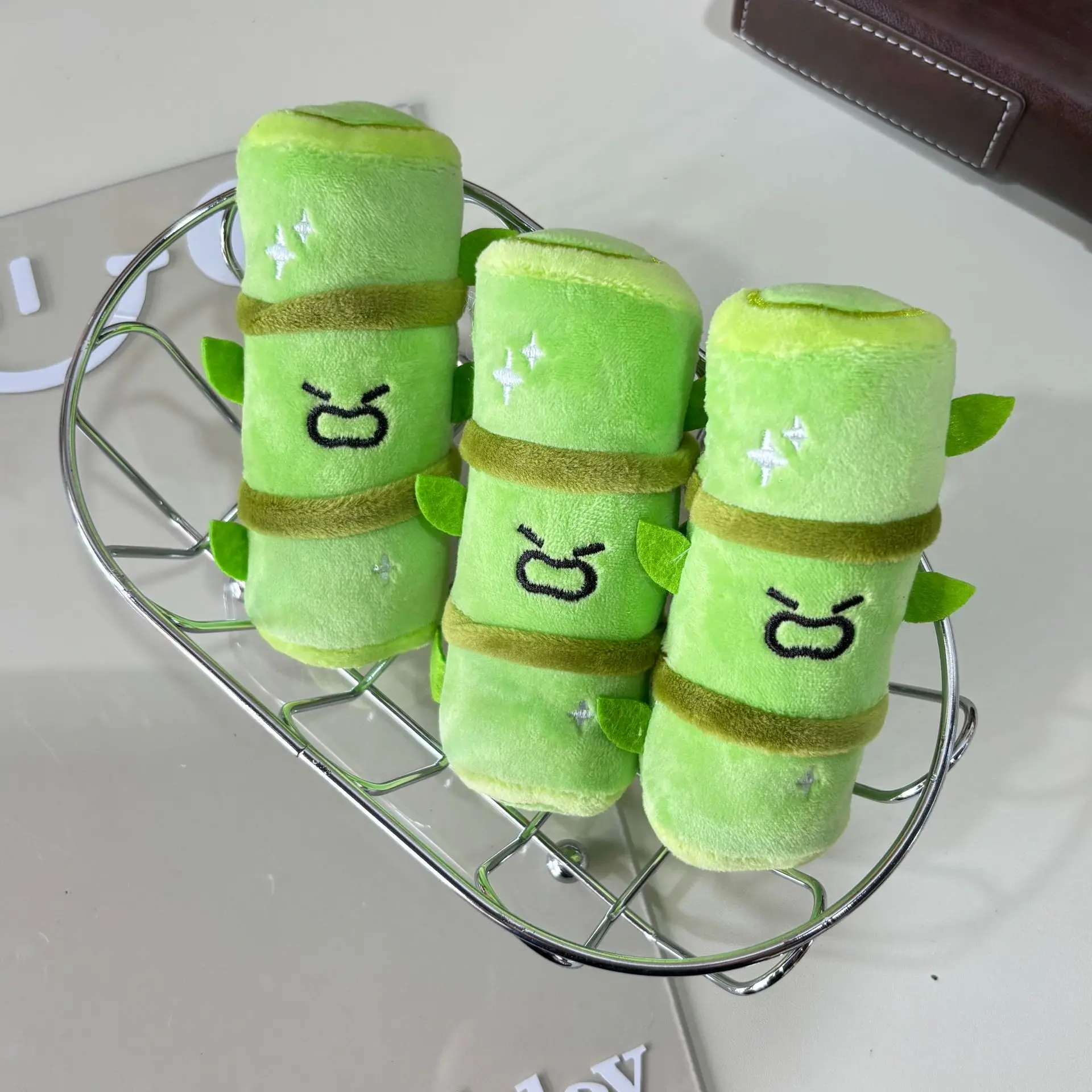 10CM Cartoon Angry Bamboo Plush Toys Keychain Kawaii Cute Bamboo Pendant Doll Crane Machine Gift Creative Backpack Decoration