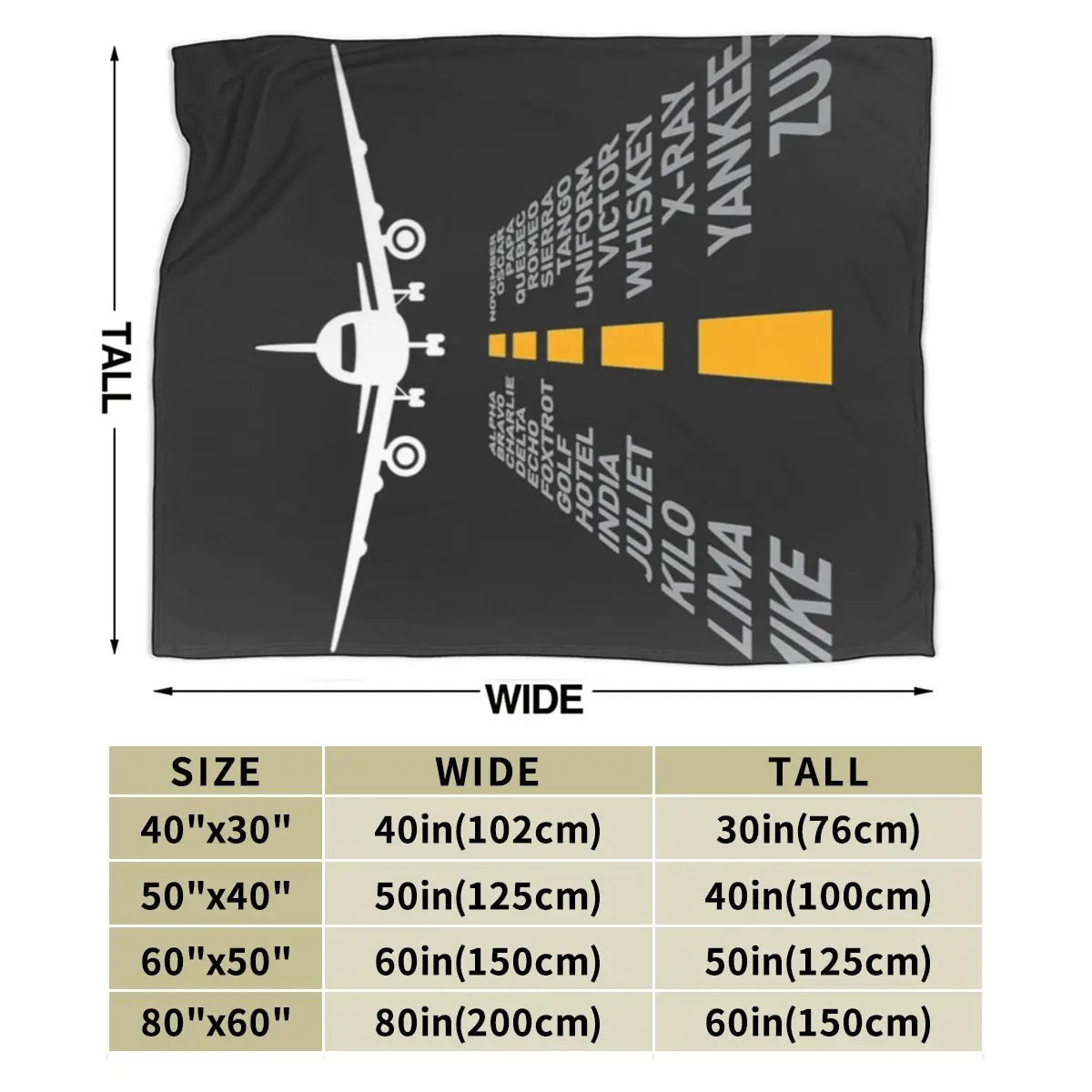 Airplane Pilot Gifts Airport Runway Phonetic Alphabet Plane Blanket Soft Warm Flannel Throw Blanket Cover for Bed Home Couch