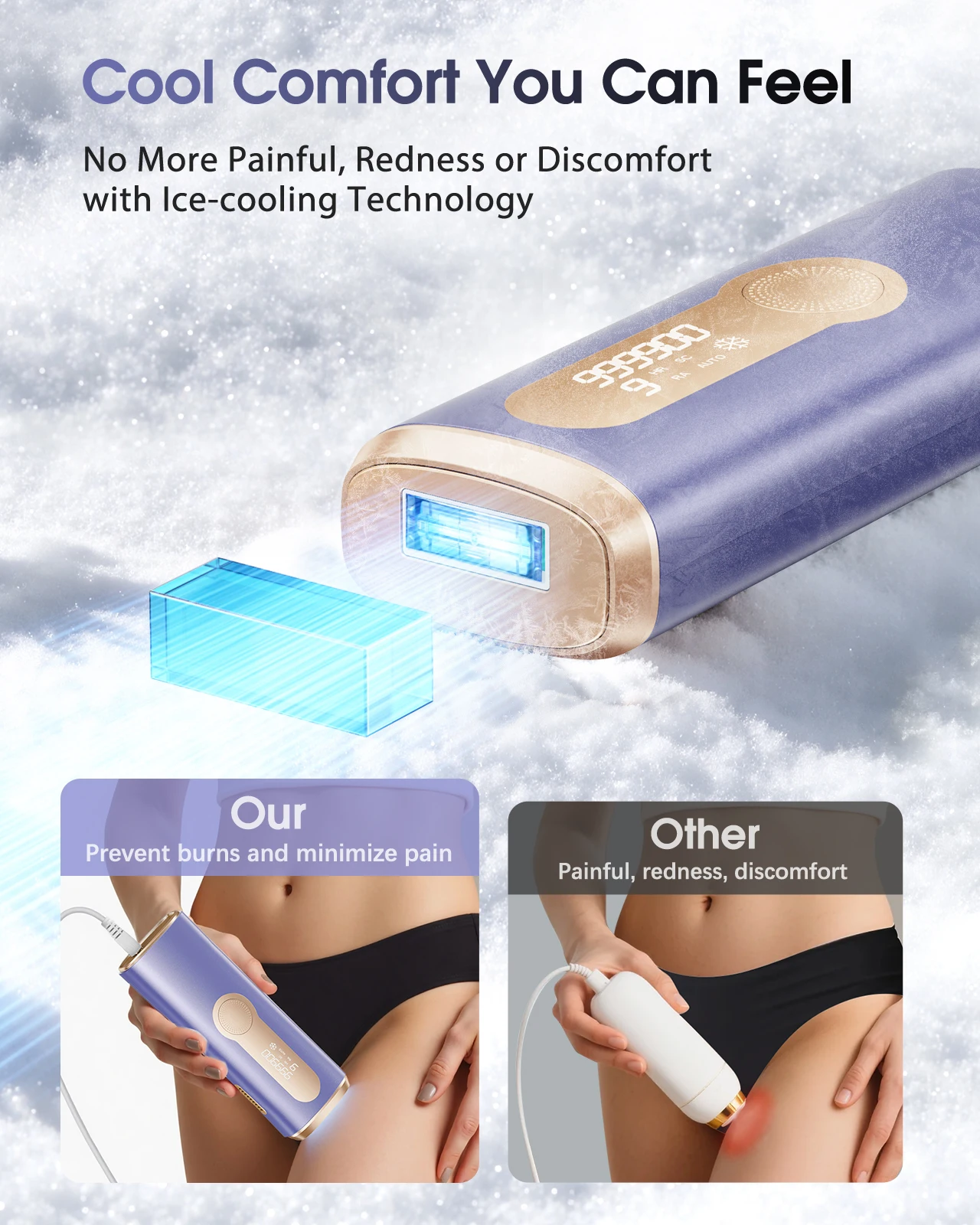 IPL Laser Hair Removal Device for Women & Men - Safe At-Home 45°F