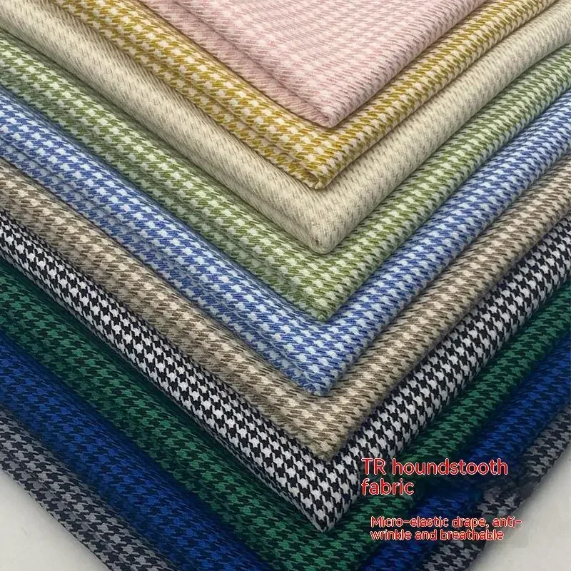 

Микроэластичная ткань с узором «гусиные лапки», осенняя драпировка, повседневные брюки против морщин, юбка, пальто, костюм, дизайн одежды, ткань для шитья по метрам