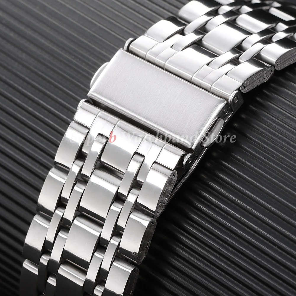 مصقول سوار فولاذي غير قابل للصدأ ل Seiko 20 مللي متر 22 مللي متر العالمي Smartwatch استبدال حزام سوار الرجال حزام الساعات مشبك قابل للطي