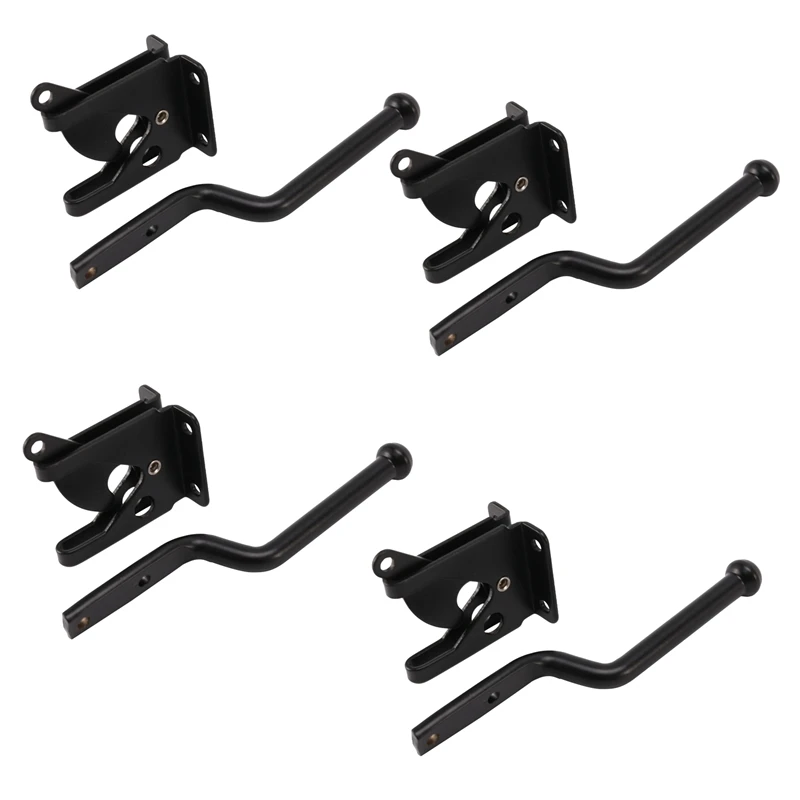 

4X Self Locking Gate Latch Automatic Gravity Lever Fence Gate Lock For Wood Fence Gate Door Latches Steel Black