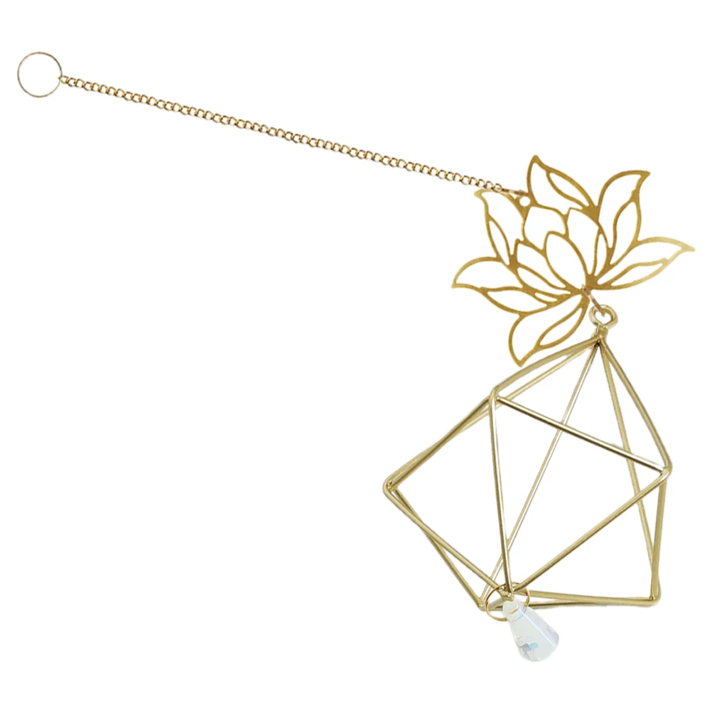 

Golden Lotus Crystal Pendant Sun Catcher for Windows Garden Decoration Hanging nament Home