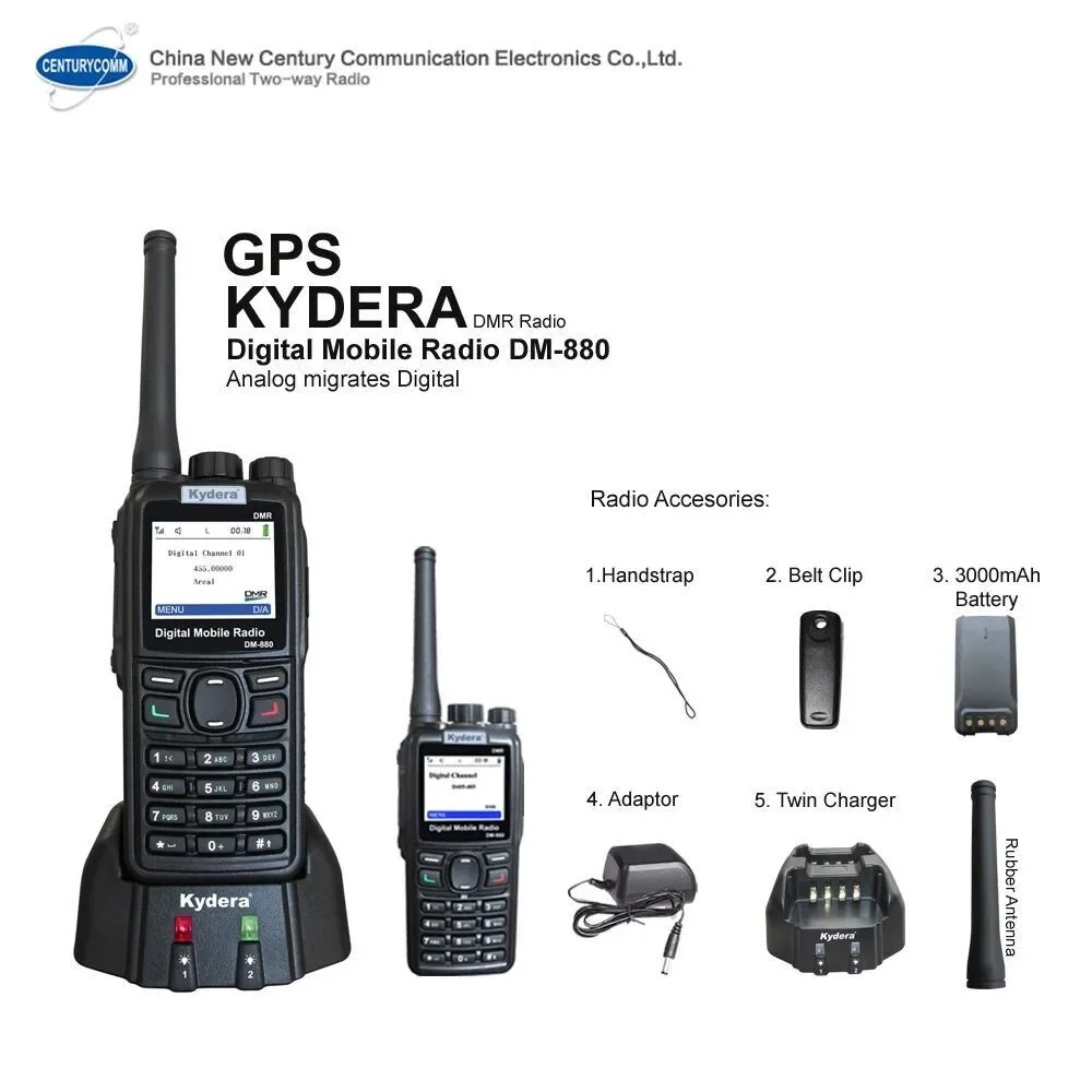 Kydera DR-880 Rádio digital portátil Vhf Uhf 3000mAh com rádio bidirecional de criptografia AES256