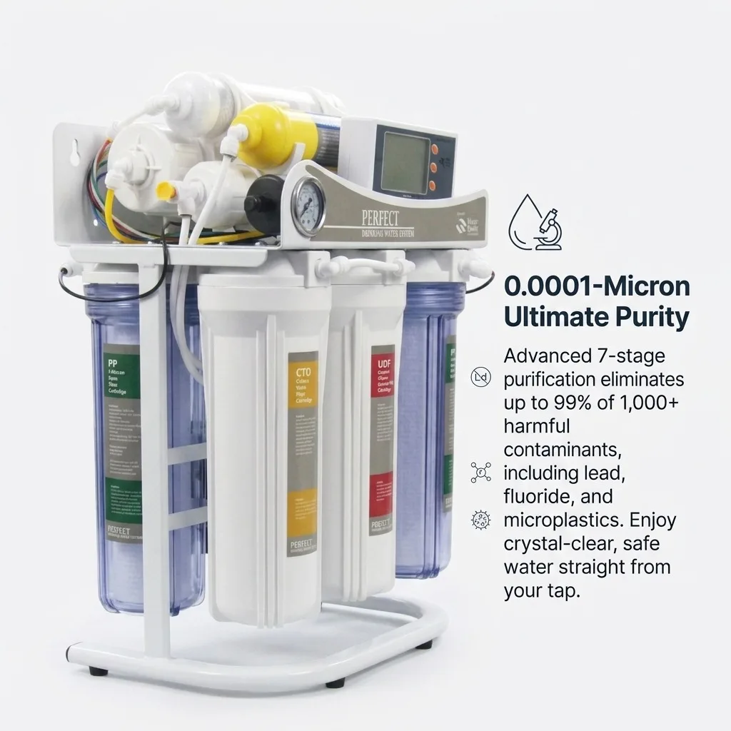 Alkaline Reverse Osmosis Water Filter System - 7-Stage 100GPD RO Purifier with Pump, TDS Display, Under Sink Drinking Water