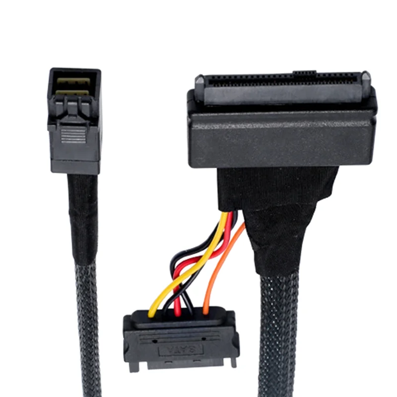 Mini SAS SFF8643 U.2 To 8639+15PIN Power Cable NVMe Hard Disk Data Connection Cable SFF8643 To SFF8639 Hard Disk Cable
