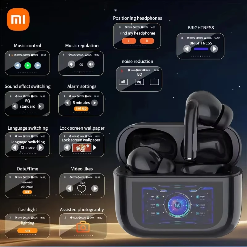 XIAOMI G4 ANC سماعات أذن رياضية مع ميكروفون مناسبة لسماعات Android iOS اللاسلكية بشاشة LED وسماعات موسيقى الألعاب