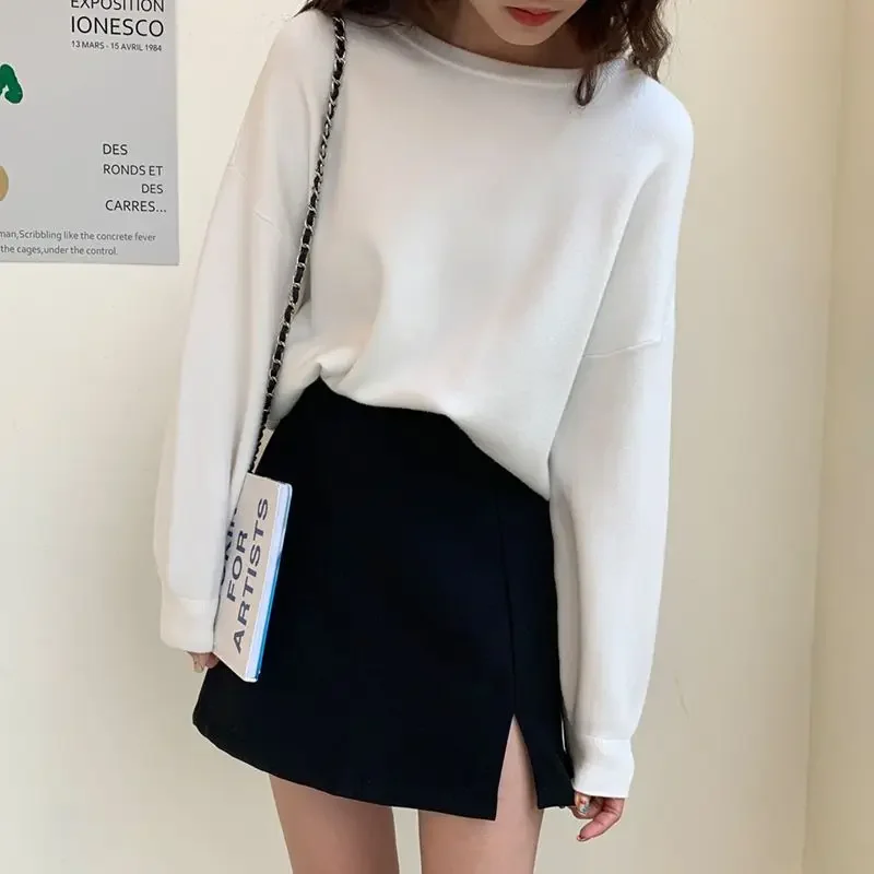 تنانير للنساء بفتحة جانبية للربيع والمكتب للسيدات Ins Harajuku صغيرة مريحة عالية الخصر أنيقة ومزاج متين Mujer Faldas